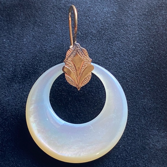 💔SOLD💔Victorian Jewelry Antique gold filled Mother of Pearl dangle earrings - Picture 9 of 12